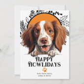 Fijne feestdagen Ierse rode en witte Setter hond Feestdagenkaart (Voorkant)