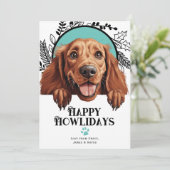 Fijne feestdagen Ierse Setter Hond Kerstmis Feestdagenkaart (Staand voorkant)