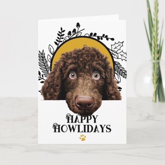 Fijne feestdagen Ierse Water Spaniel Hond Kerstmis (Voorkant)