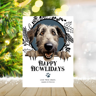 Fijne feestdagen Ierse Wolfhound Hond Kerstmis Feestdagenkaart