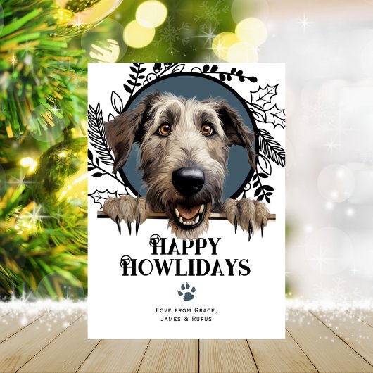 Fijne feestdagen Ierse Wolfhound Hond Kerstmis Feestdagenkaart