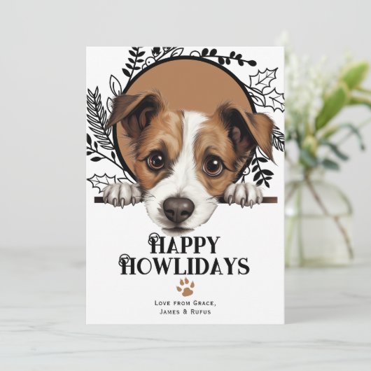 Fijne feestdagen Jack Russell Terriër Hond Kerstmi Feestdagenkaart (Staand voorkant)