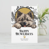 Fijne Feestdagen Keeshond Hond Kerstmis Feestdagenkaart (Staand voorkant)
