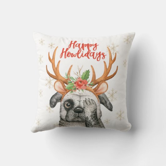 Fijne feestdagen Kerst Hond kussen (Achterkant)