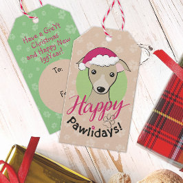 Fijne feestdagen Kerstmis Cartoon met een flauw-ac Cadeaulabel