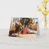 Fijne feestdagen kerstmis - voeg UW DOG FOTO toe Kaart (Gele Bloem)