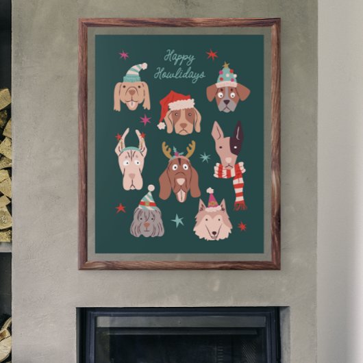 Fijne feestdagen Kerstvakantie Hond Poster