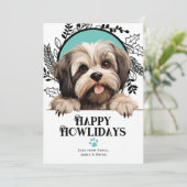 Fijne Feestdagen Lhasa Apso Hondenkerst Feestdagenkaart (Staand voorkant)