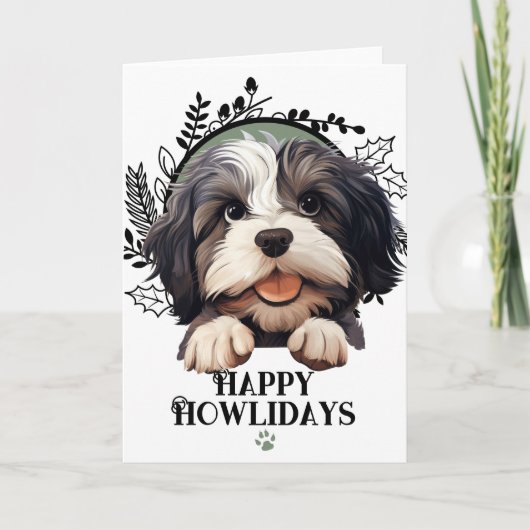 Fijne feestdagen Lowchen Dog Christmas Kaart (Voorkant)