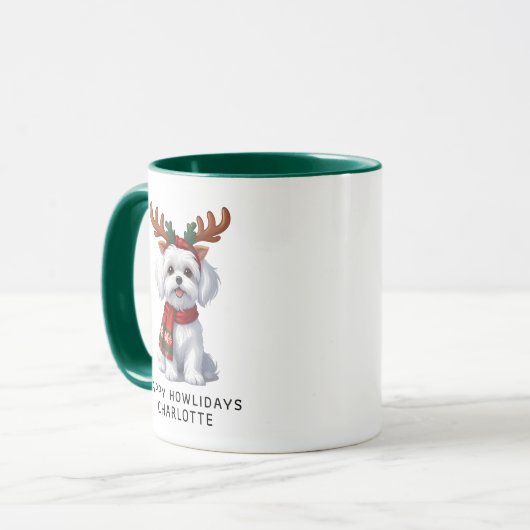 Fijne feestdagen Maltese hond Kerst Koffie Mok (Voorkant links)