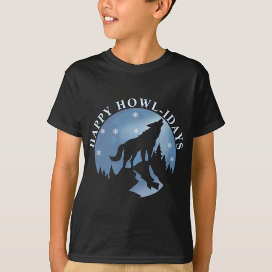 Fijne feestdagen met Howling Wolf en Moon T-shirt (Voorkant)