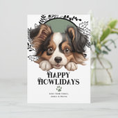 Fijne Feestdagen Papillon Hond Kerstmis Feestdagenkaart (Staand voorkant)