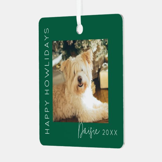 Fijne feestdagen | Pet Foto Kerstboom Metalen Ornament (Voorkant links)