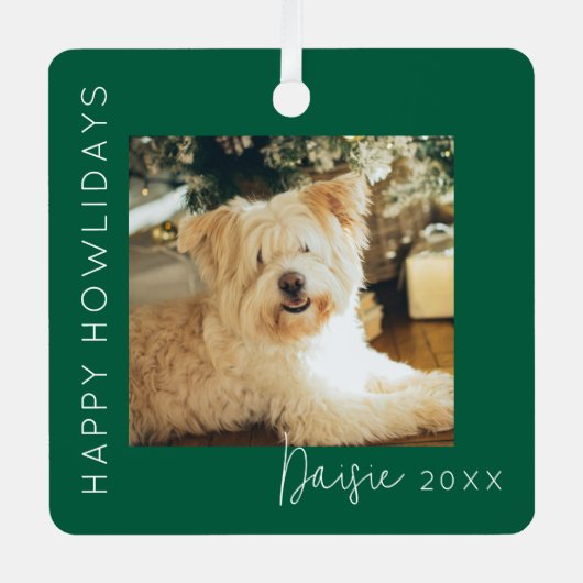 Fijne feestdagen | Pet Foto Kerstboom Metalen Ornament (Voorkant)