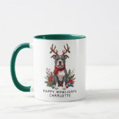 Fijne feestdagen Pittbull Dog Christmas Coffee Mok (Links)