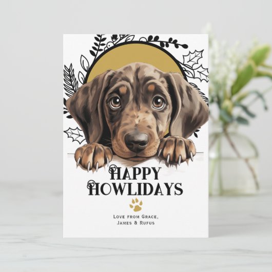 Fijne feestdagen Plott Hound Dog Christmas Feestdagenkaart (Staand voorkant)