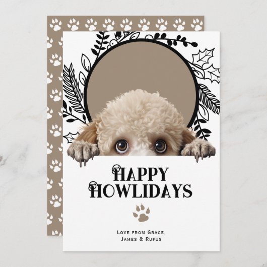 Fijne feestdagen poedel hond kerst feestdagenkaart (Voorkant / Achterkant)