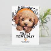 Fijne feestdagen poedel hond kerst feestdagenkaart (Staand voorkant)