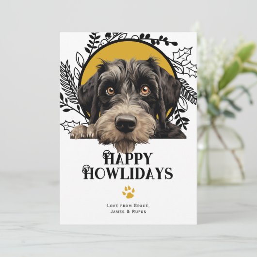 Fijne feestdagen Reus Schnauzer Hondenkerst Feestdagenkaart (Staand voorkant)