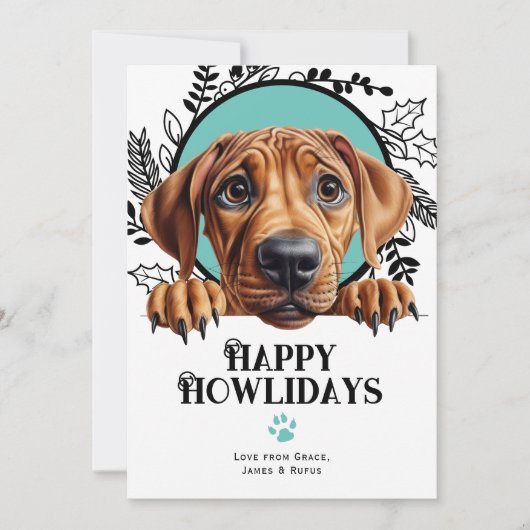 Fijne feestdagen Rhodesian Ridgeback Hondenkerst Feestdagenkaart (Voorkant)