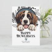 Fijne Feestdagen Saint Bernard Hond Kerstmis Feestdagenkaart (Staand voorkant)