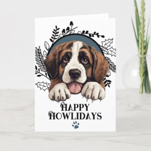 Fijne Feestdagen Saint Bernard Hond Kerstmis Kaart