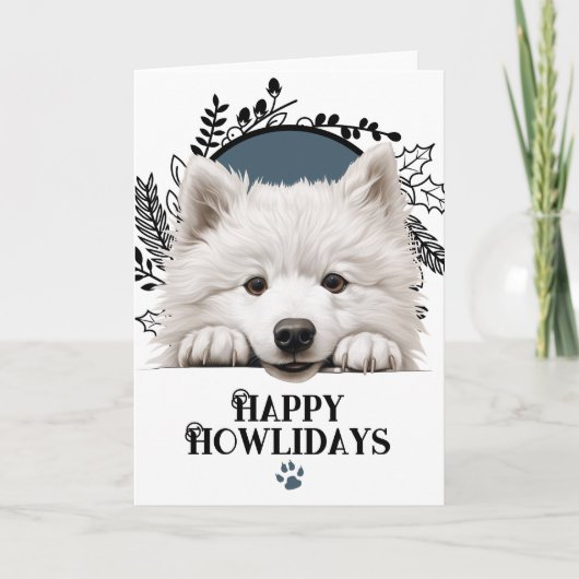 Fijne feestdagen Samoyed Dog Christmas Kaart (Voorkant)