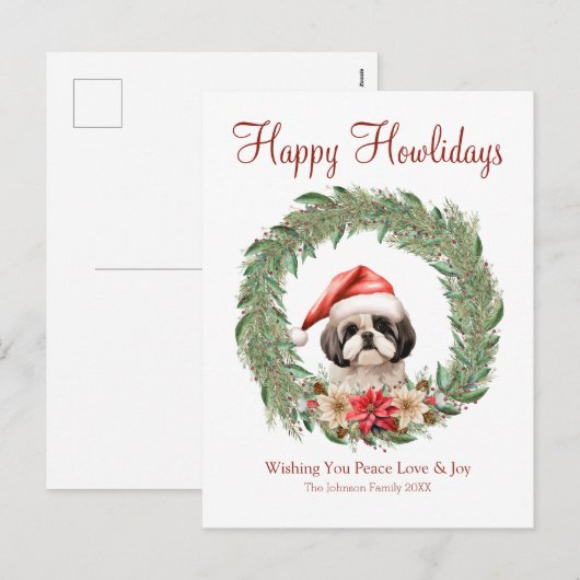 Fijne feestdagen Schattige Lhasa Apso Dog (Voorkant / Achterkant)