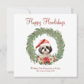 Fijne feestdagen Schattige Lhasa Apso Dog Feestdagenkaart (Voorkant)