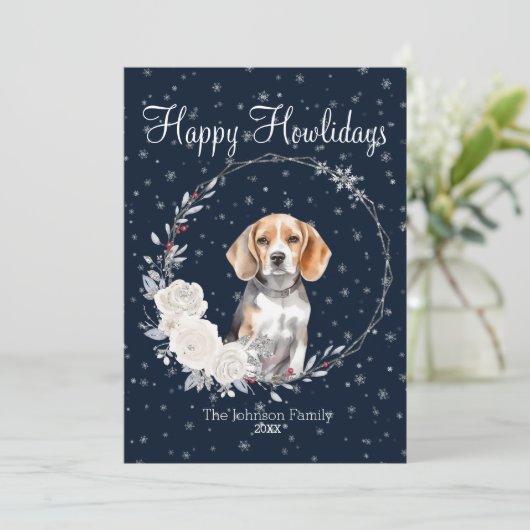 Fijne feestdagen Schattigee Beagle Dog Feestdagenkaart (Staand voorkant)