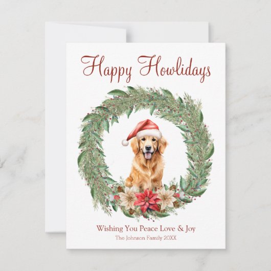 Fijne feestdagen Schattigee Golden Retriever Dog Feestdagenkaart (Voorkant)