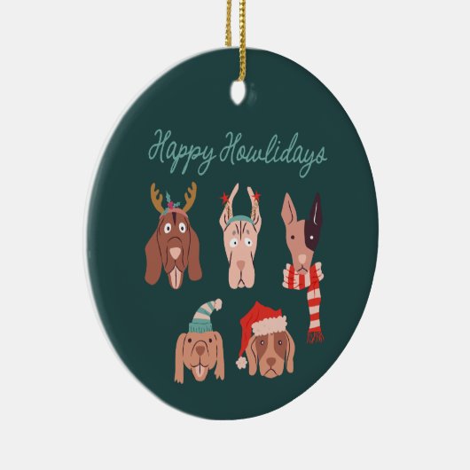 Fijne feestdagen Schattigee kersthonden Keramisch Ornament (Rechts)