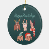 Fijne feestdagen Schattigee kersthonden Keramisch Ornament (Links)