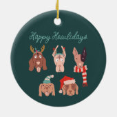 Fijne feestdagen Schattigee kersthonden Keramisch Ornament (Achterkant)