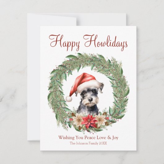 Fijne feestdagen Schattigee Miniatuur Schnauzer Do Feestdagenkaart (Voorkant)