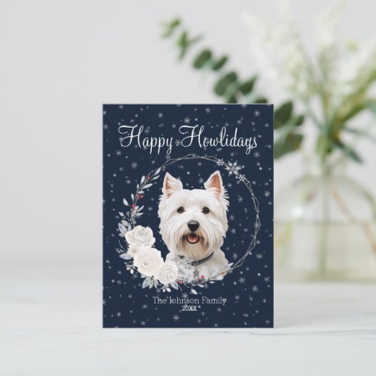 Fijne feestdagen Schattigee Westie Dog (Staand voorkant)