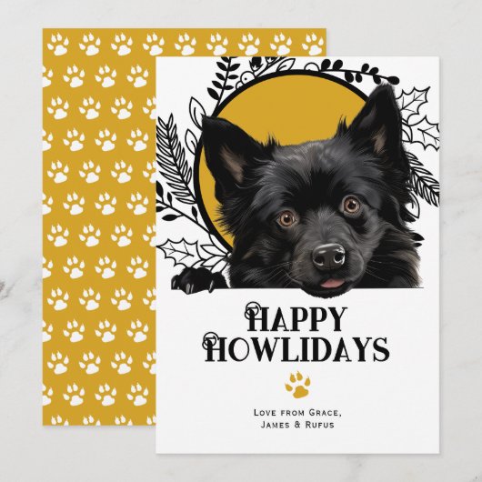 Fijne feestdagen Schipperke Hond Kerstmis Feestdagenkaart (Voorkant / Achterkant)