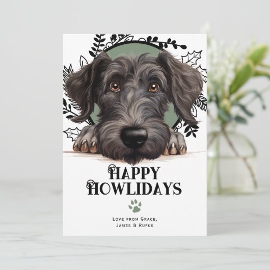 Fijne feestdagen Schotse Deerhound Dog Christmas Feestdagenkaart (Staand voorkant)