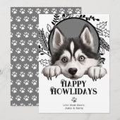 Fijne Feestdagen Siberische Husky Hond Kerstmis Feestdagenkaart (Voorkant / Achterkant)