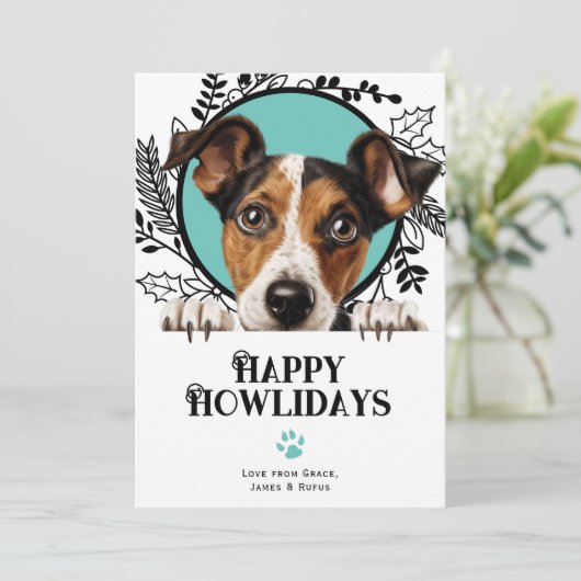 Fijne feestdagen Smooth Fox Terrier Hond Kerstmis Feestdagenkaart (Staand voorkant)