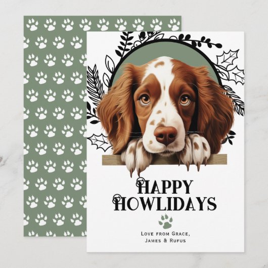 Fijne feestdagen Welsh Springer Spaniel Kerstmis Feestdagenkaart (Voorkant / Achterkant)