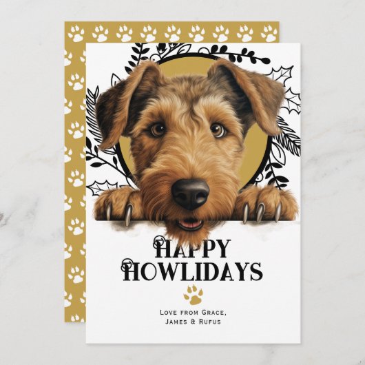 Fijne feestdagen Welsh Terrier Hond Kerstmis Feestdagenkaart (Voorkant / Achterkant)