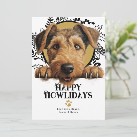 Fijne feestdagen Welsh Terrier Hond Kerstmis Feestdagenkaart (Staand voorkant)