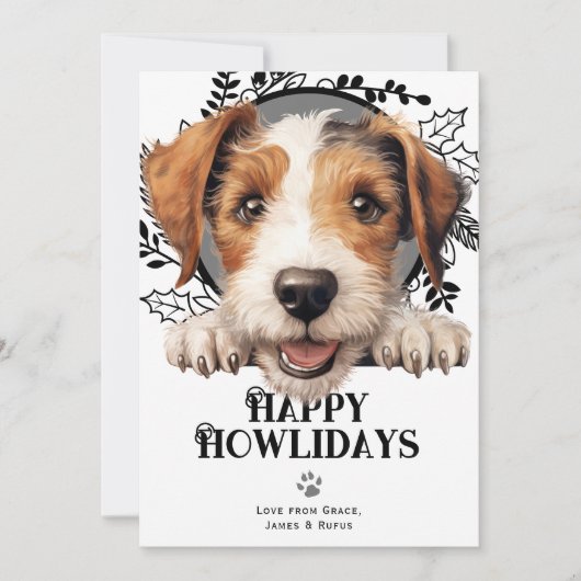 Fijne Feestdagen Wire Fox Terrier Hond Kerstmis Feestdagenkaart (Voorkant)