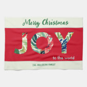 Fijne feestelijke vreugde voor de wereld Vrolijk K Theedoek (Horizontaal)