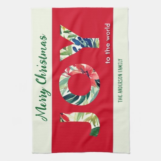 Fijne feestelijke vreugde voor de wereld Vrolijk K Theedoek (Verticaal)