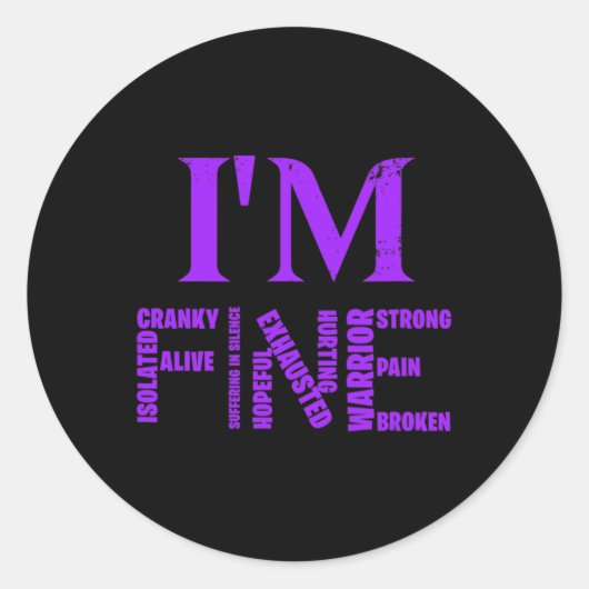 Fijne fibromyalgie Bewustzijn Chronische Pijn Fibr Ronde Sticker (Voorkant)