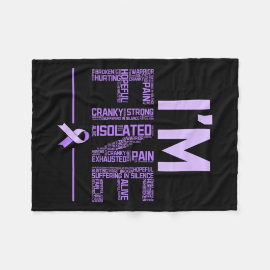 Fijne fibromyalgie Warrior Fibro Awareness Paarse Fleece Deken (Voorkant (Horizontaal))