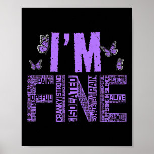 Fijne fibromyalgie Warrior Fibro Awareness Paarse Poster