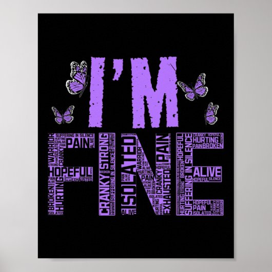 Fijne fibromyalgie Warrior Fibro Awareness Paarse Poster (Voorkant)